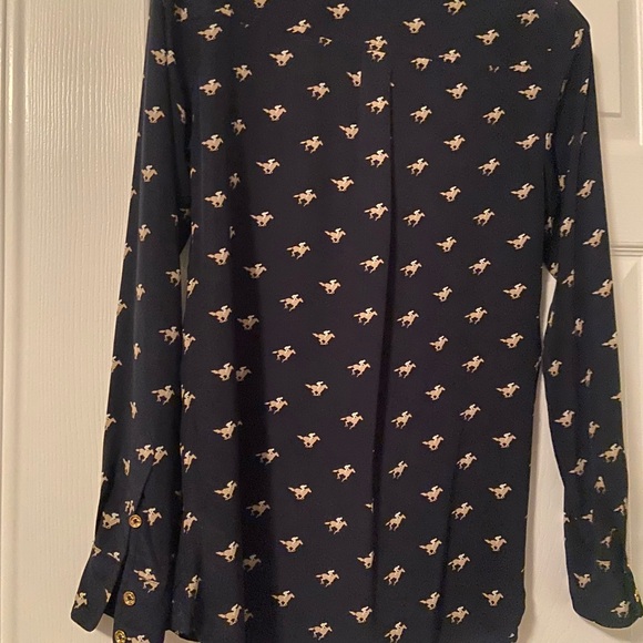 C Wonder Silk Navy Equestrian Button Down Shirt Xsmall - Picture 8 of 9